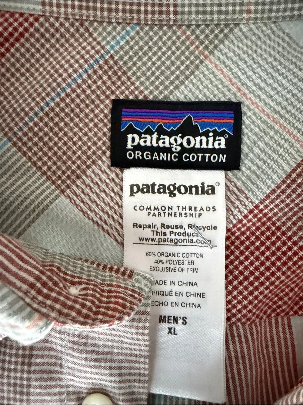 Patagonia Men's Short-Sleeve Button-Down Shirt - Pink and White Check